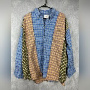 BDG‎ Urban Outfitters Ted Patchwork Flannel Streetwear Button Down size M